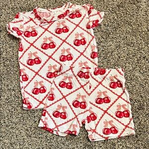 Posh Peanut Red Cherry Print Kids Pajama Set